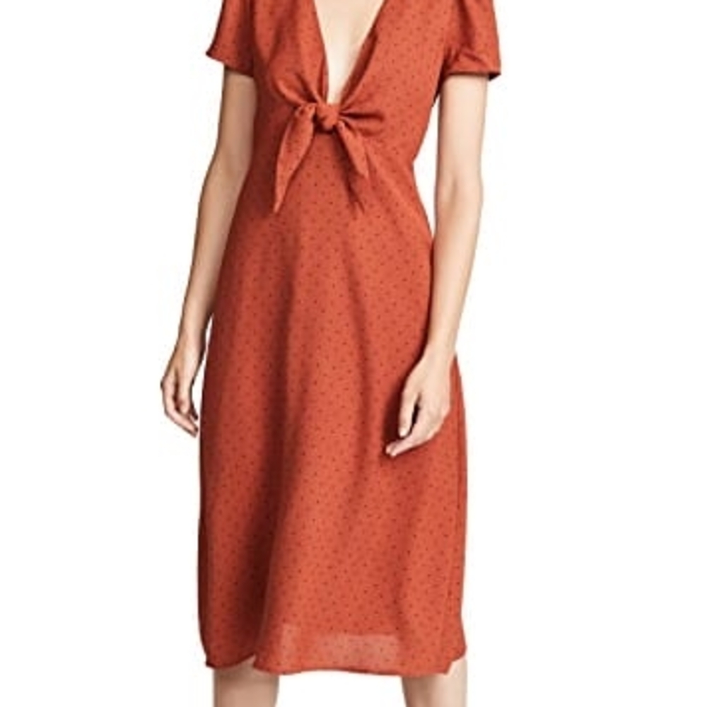 Elegant Rust Tie-Front Dress